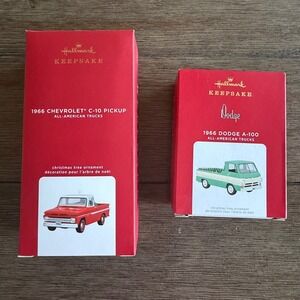 Hallmark Keepsake All-American Trucks 1966 Chevrolet C-10 & 1966 Dodge A-100 Set